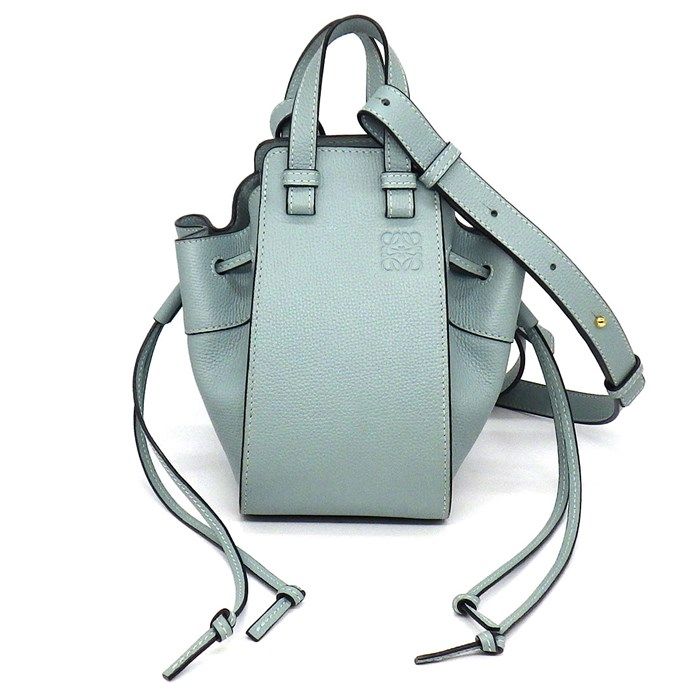 LOEWE Hammock Mini Drawstring Bag in Aqua Calfskin