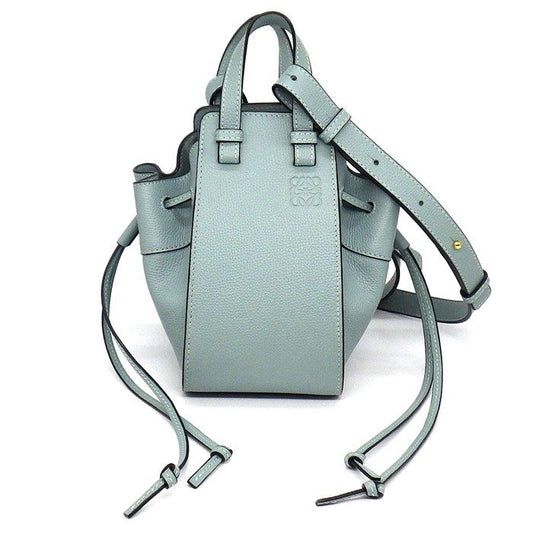 LOEWE Hammock Mini Drawstring Bag in Aqua Calfskin