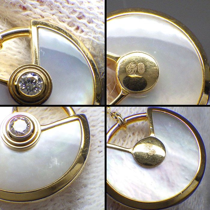 Cartier Amulette XS Swing Drop Earrings in K18YG with White Shell & Diamonds