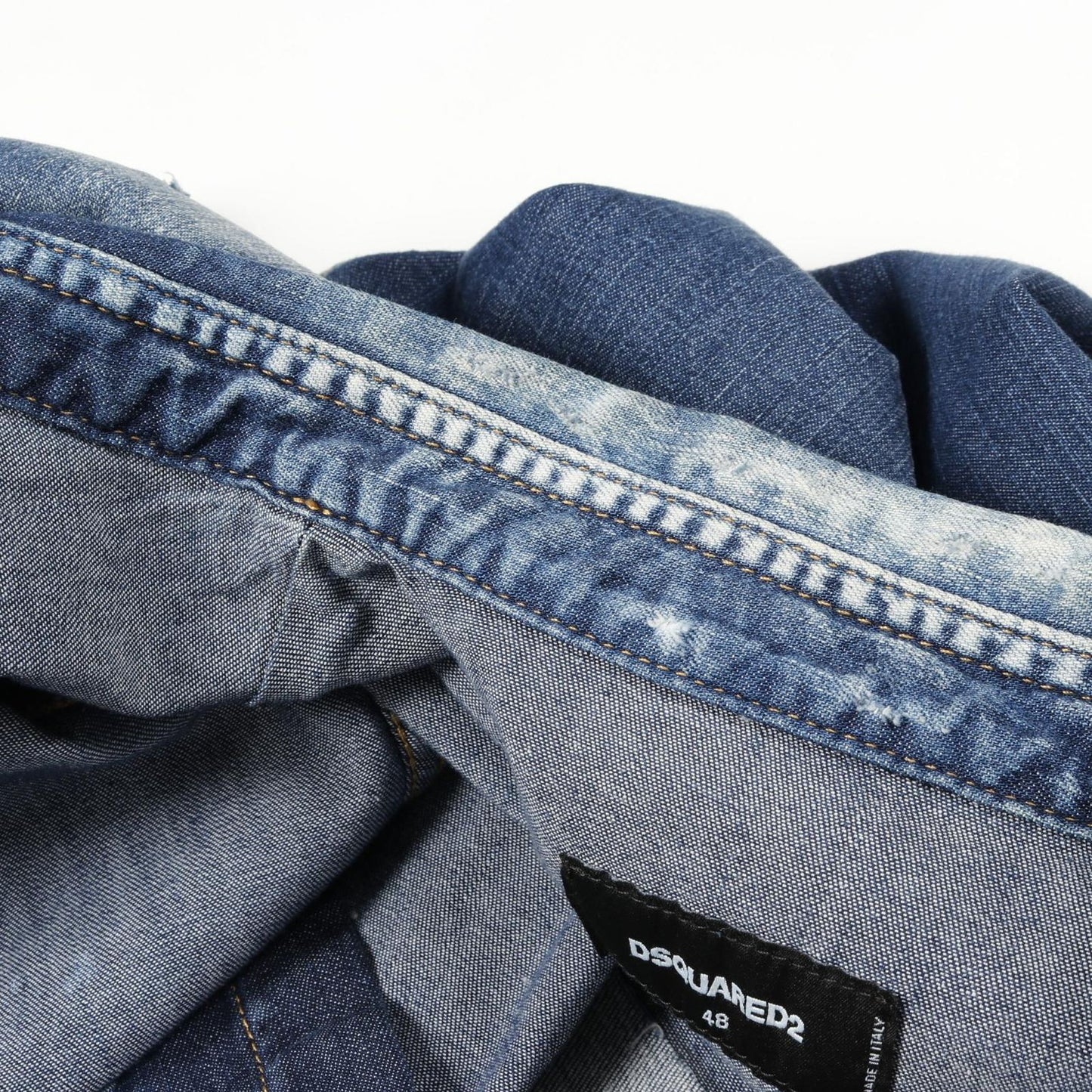 DSQUARED2 Dropped Military Fit Denim Shirt - Blue Cotton Excellence