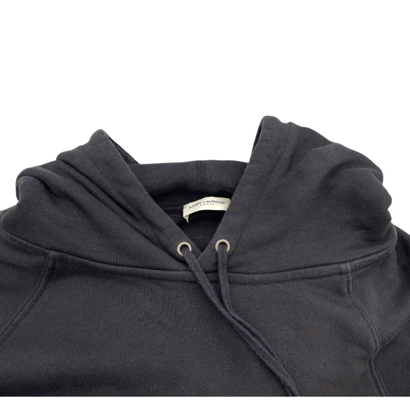 SAINT LAURENT Logo Hoodie in Black Cotton - Size M