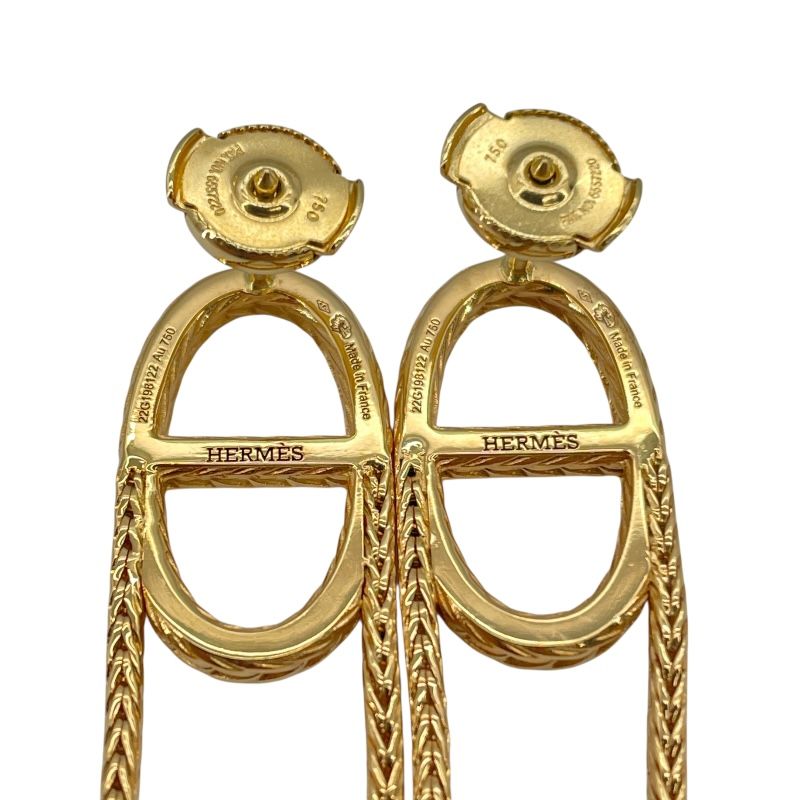 HERMES Chaine d'Ancre Earrings in K18 Pink Gold - Exquisite Luxury