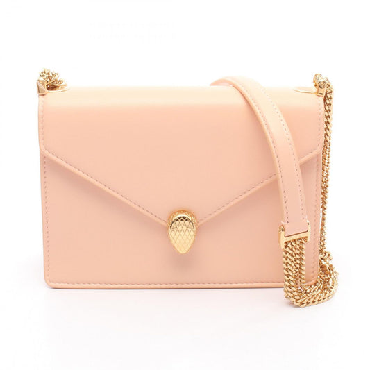 BVLGARI Serpenti Forever Coral Pink Leather Shoulder Bag