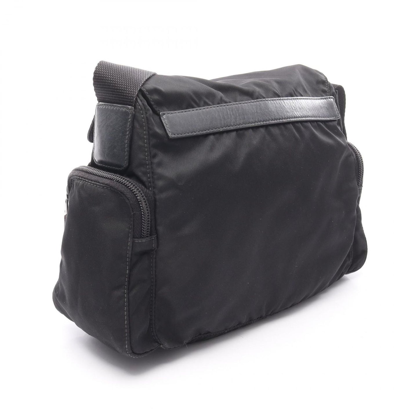 PRADA TESSUTO CALF Shoulder Bag in Black Nylon & Leather