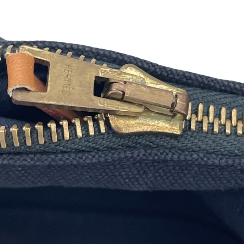 HERMES Bolide Pouch TGM in Navy Canvas & Leather - Unisex