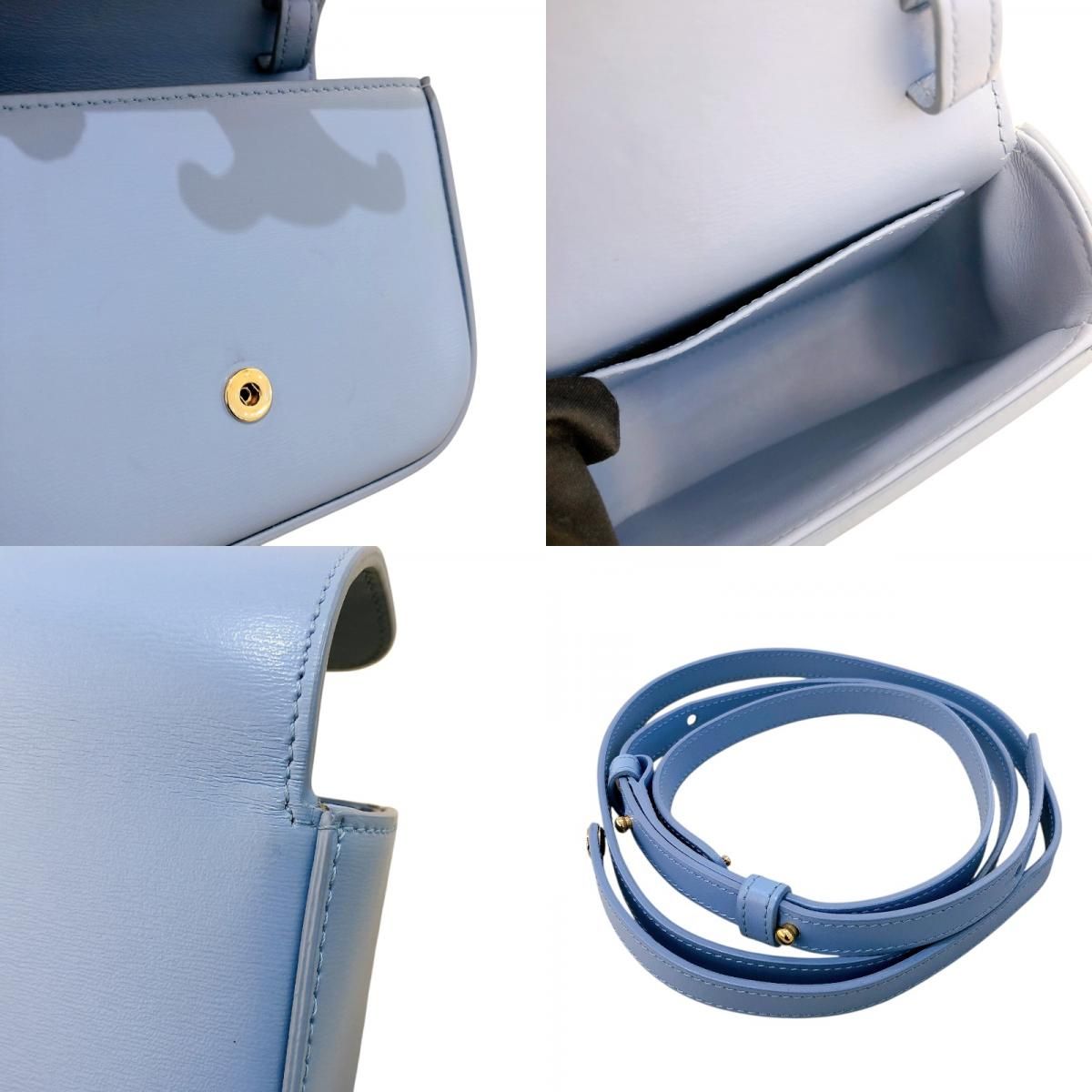 CELINE Mini Claude Ice Blue Shiny Calf Leather Shoulder Bag