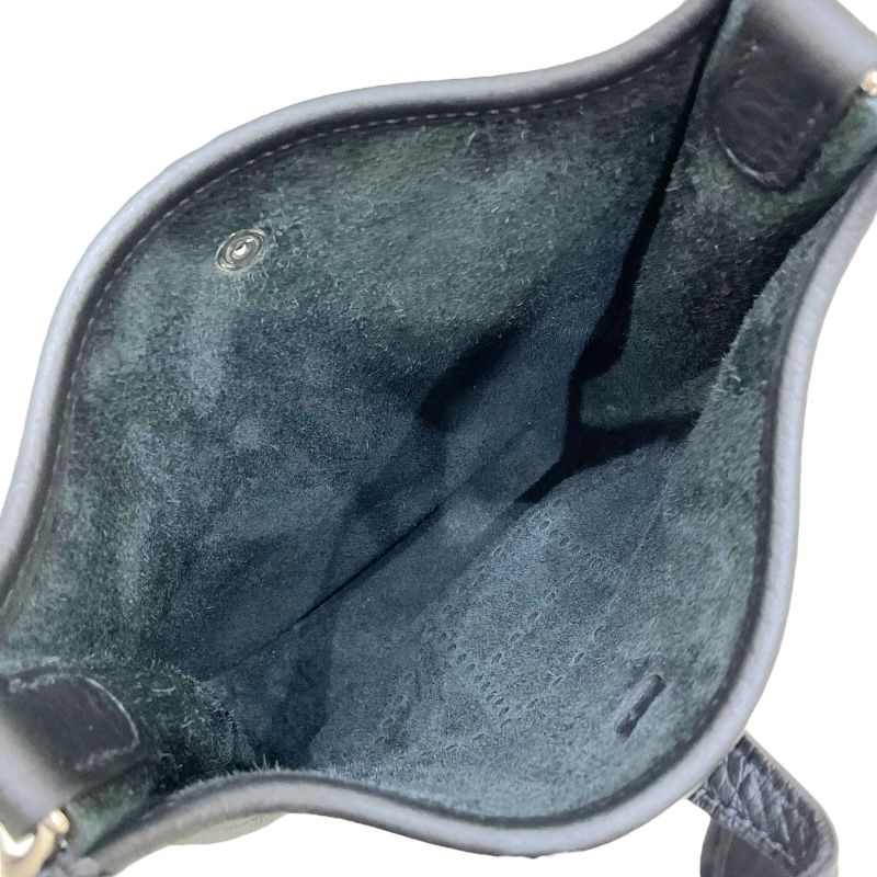 HERMES Evelyne TPM Black Leather Shoulder Bag with Silver Hardware