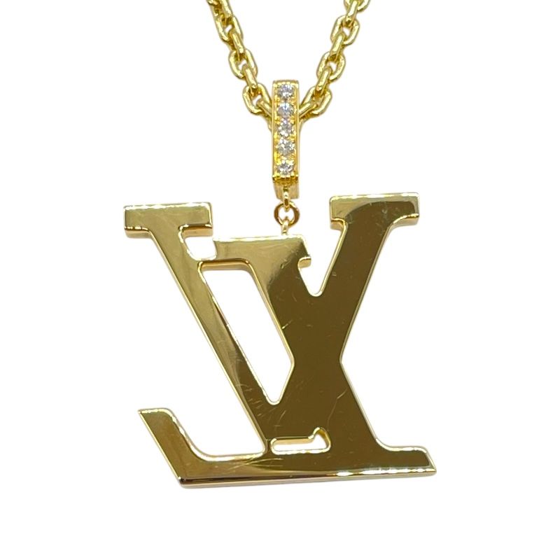 Louis Vuitton XL Pendant LV Diamond Necklace in Gold - Exclusive Luxury