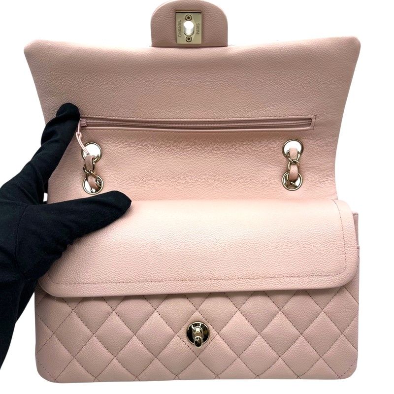 CHANEL Matelassé 25 Pink Caviar Skin Shoulder Bag with Silver Hardware