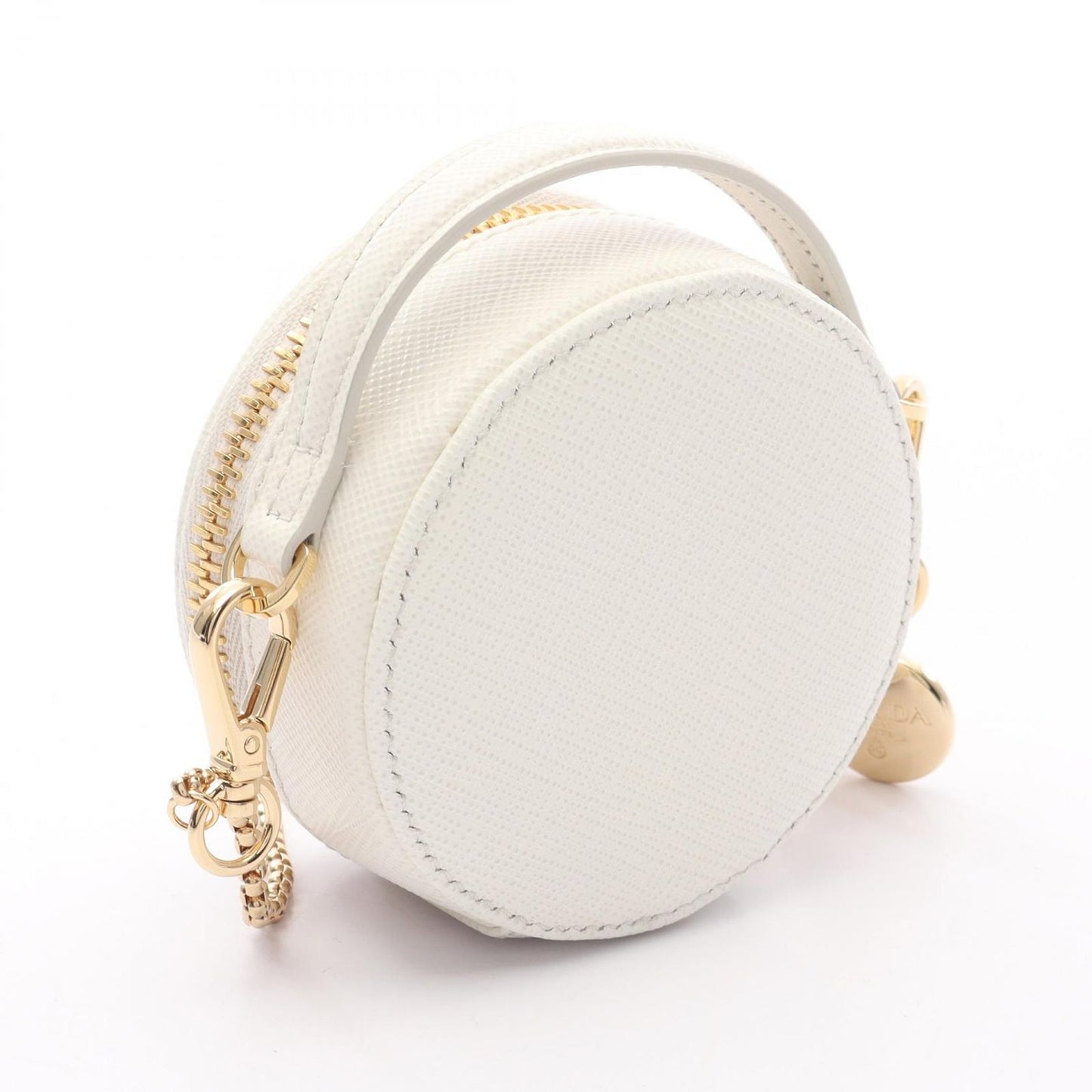 PRADA Saffiano Triangle Mini Pouch Shoulder Bag - White