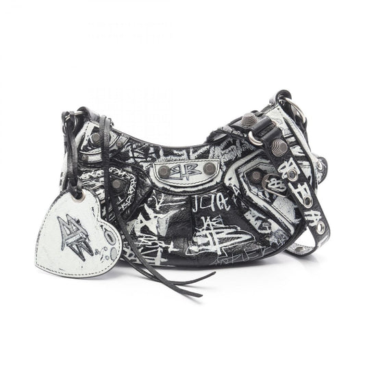 BALENCIAGA Le Cagole XS Shoulder Bag in Black/White Leather