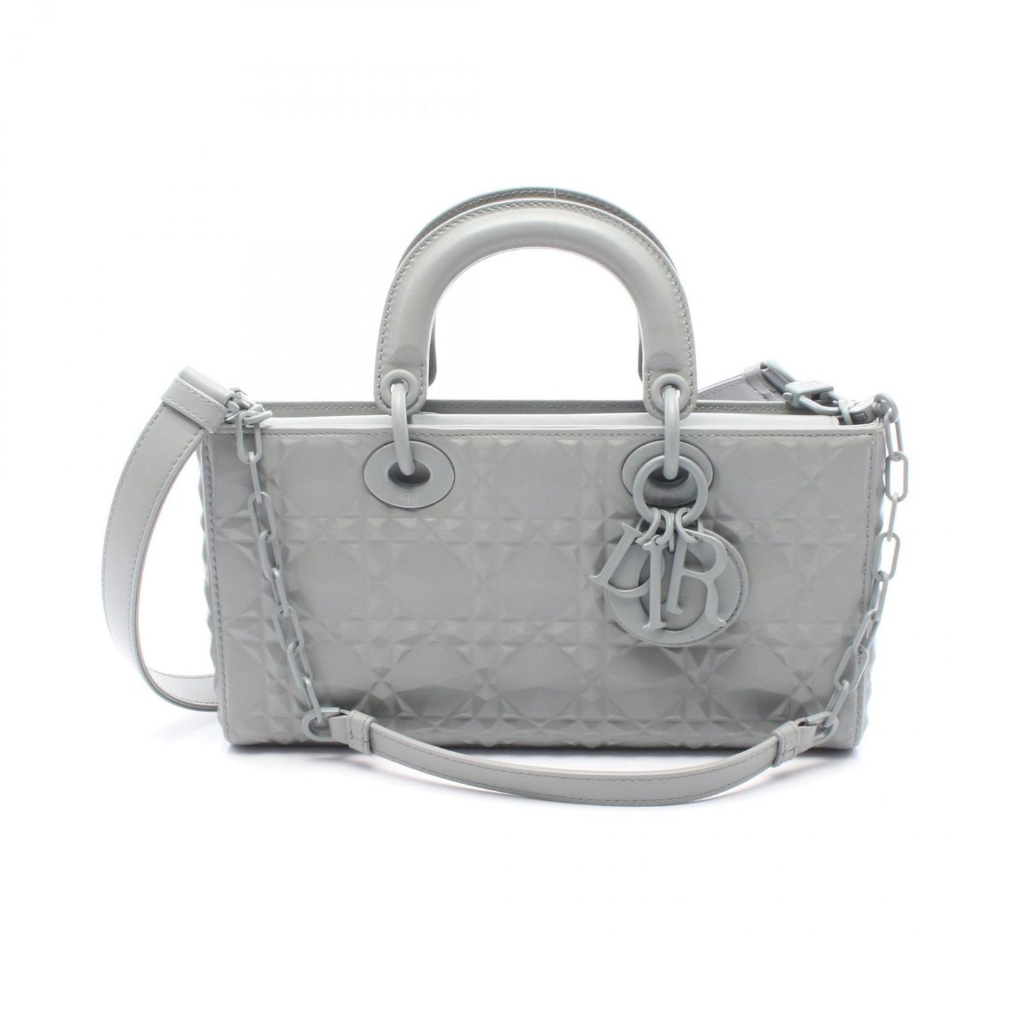 Dior Lady D-Joy Medium Diamond Cannage Handbag in Gray Leather