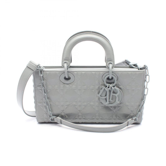 Dior Lady D-Joy Medium Diamond Cannage Handbag in Gray Leather