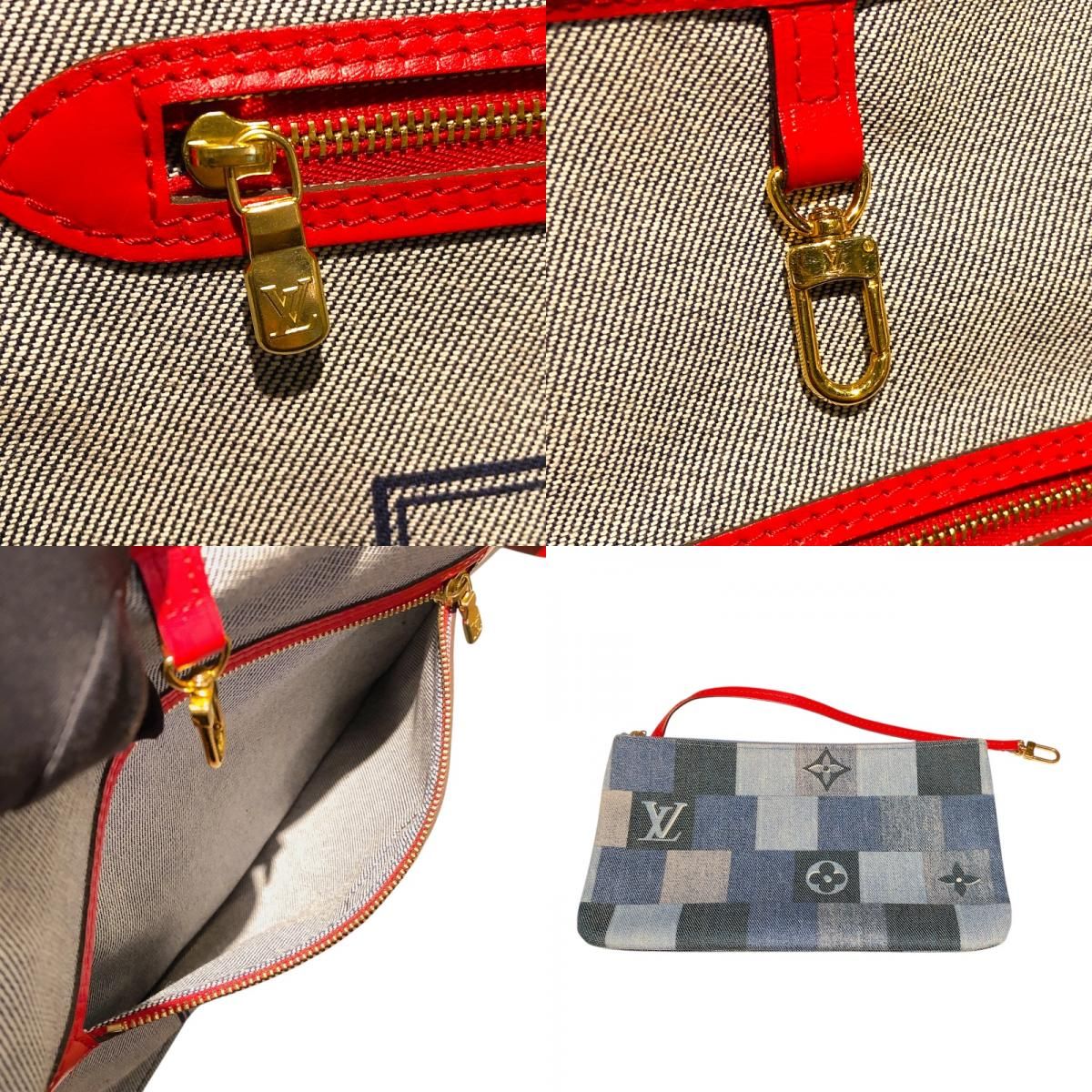 Louis Vuitton Neverfull MM Monogram Denim Tote Bag with Gold Hardware