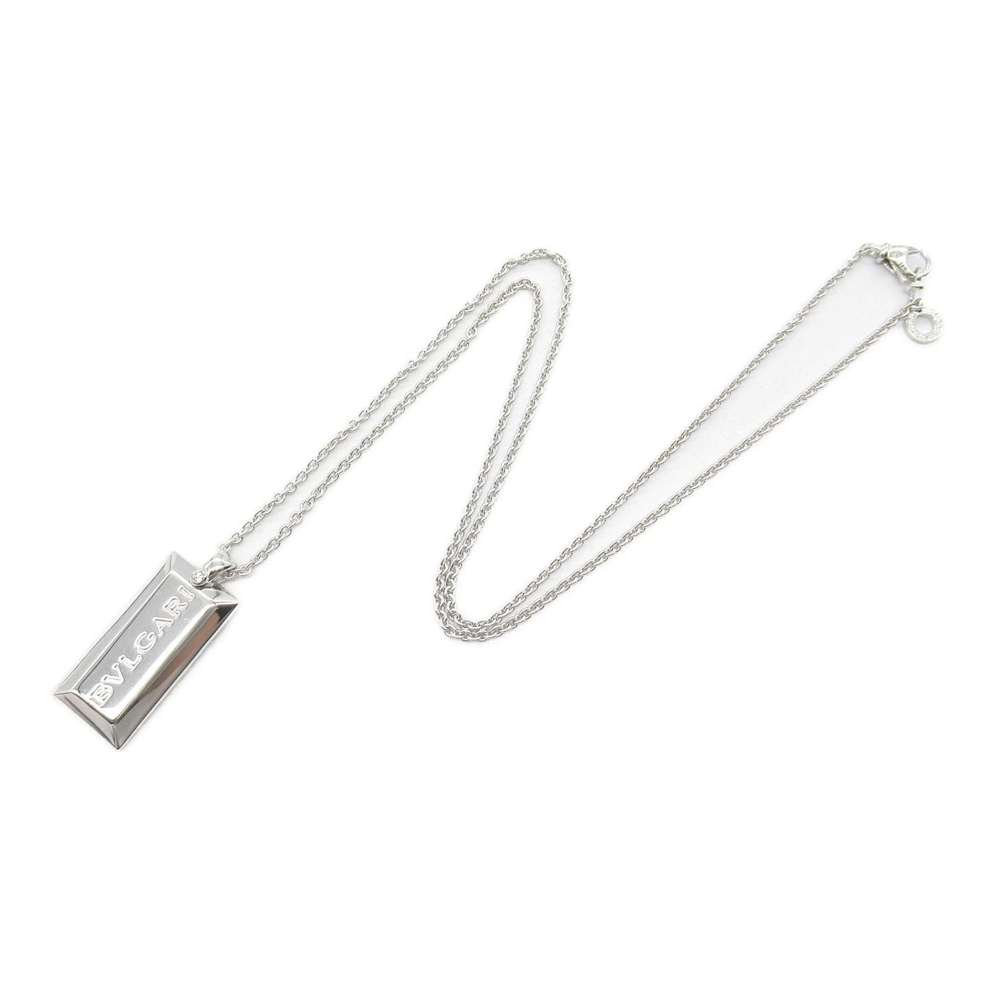 BVLGARI Logo Diamond Necklace in 18K White Gold - 46cm
