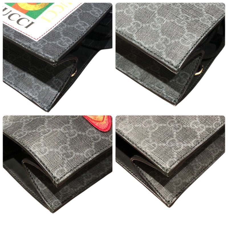 GUCCI GG Supreme Tote Bag with Patches - Black Canvas