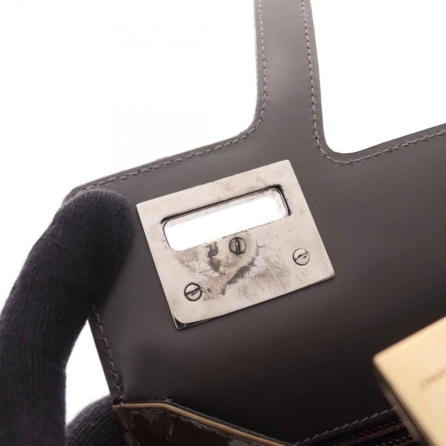 Salvatore Ferragamo Olive Enamel Handbag - Timeless Elegance