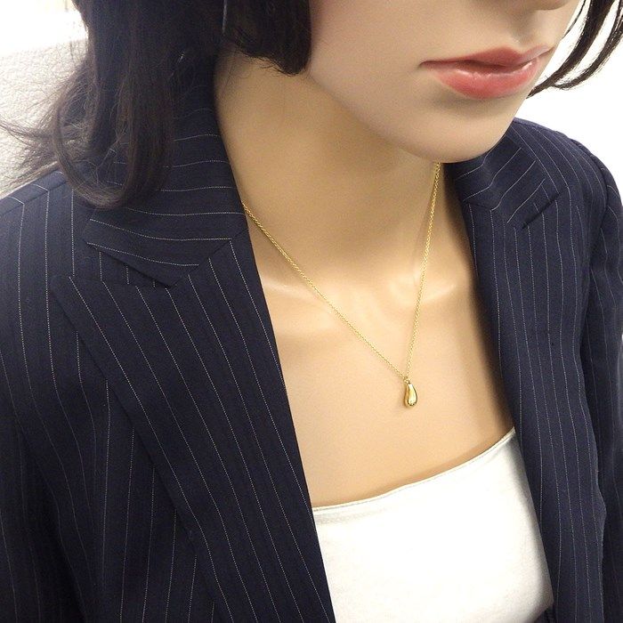 Tiffany & Co. K18YG Tear Drop Necklace - Exquisite Elegance