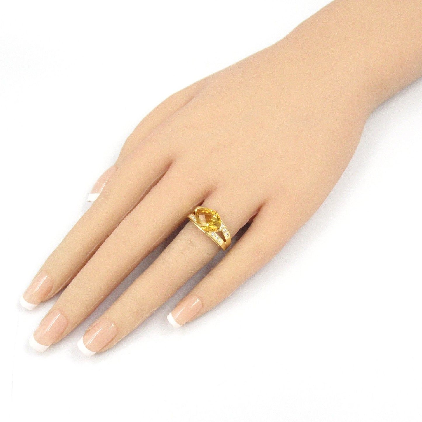 TASAKI Citrine & Diamond Ring in 18K Yellow Gold - Size 11