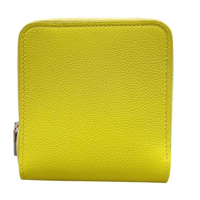 HERMES Zipango Card Case in Lime with Silver Hardware - Unisex