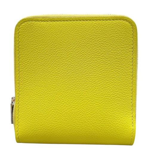 HERMES Zipango Card Case in Lime with Silver Hardware - Unisex