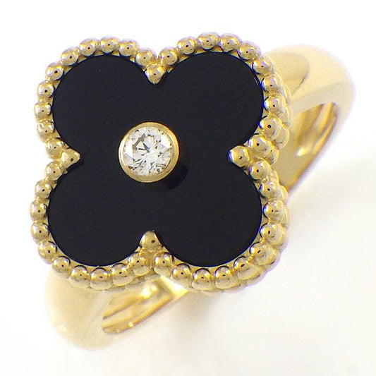 Van Cleef & Arpels Vintage Alhambra Onyx & Diamond Ring