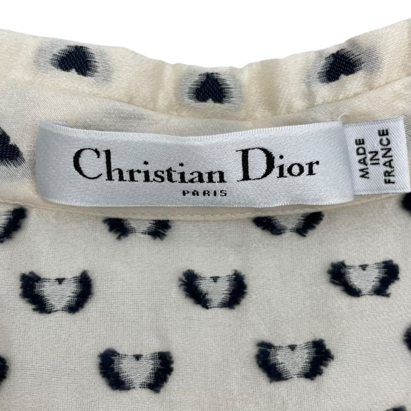 Christian Dior Cream Silk Heart Pattern Sleeveless Dress