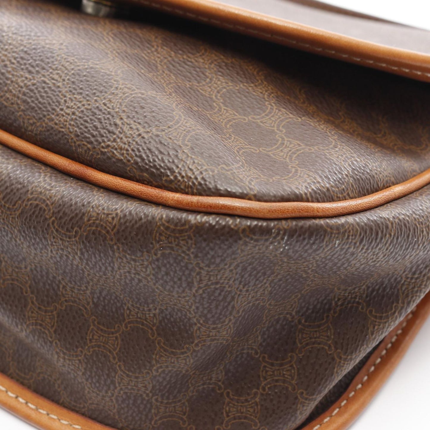 CELINE Macadam Shoulder Bag in Dark Brown PVC Coated Canvas