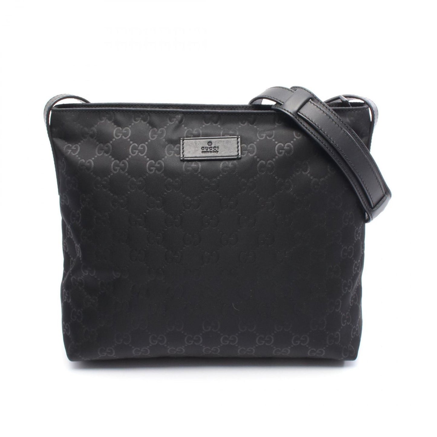 GUCCI GG Pattern Black Nylon & Leather Shoulder Bag - Timeless Elegance