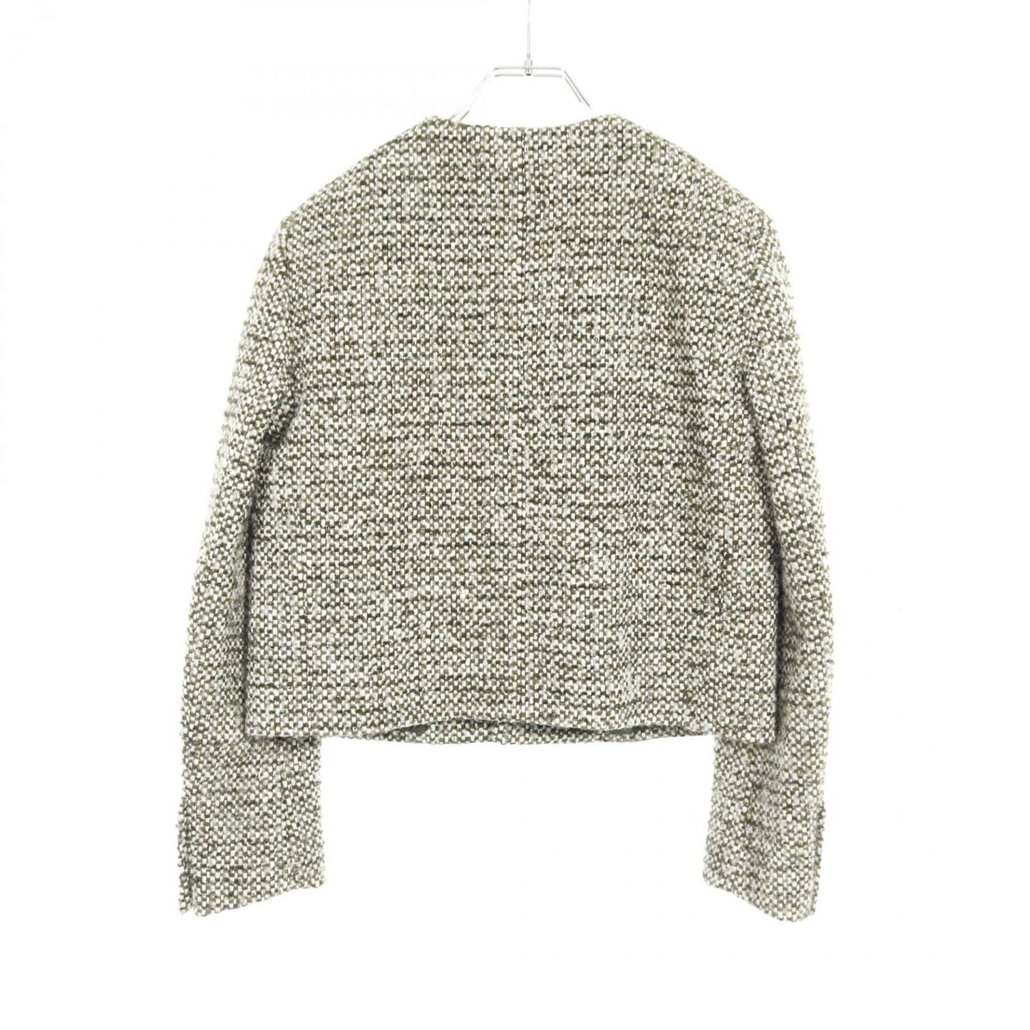 CELINE No-Collar Jacket in Gray-Green Wool - Timeless Elegance