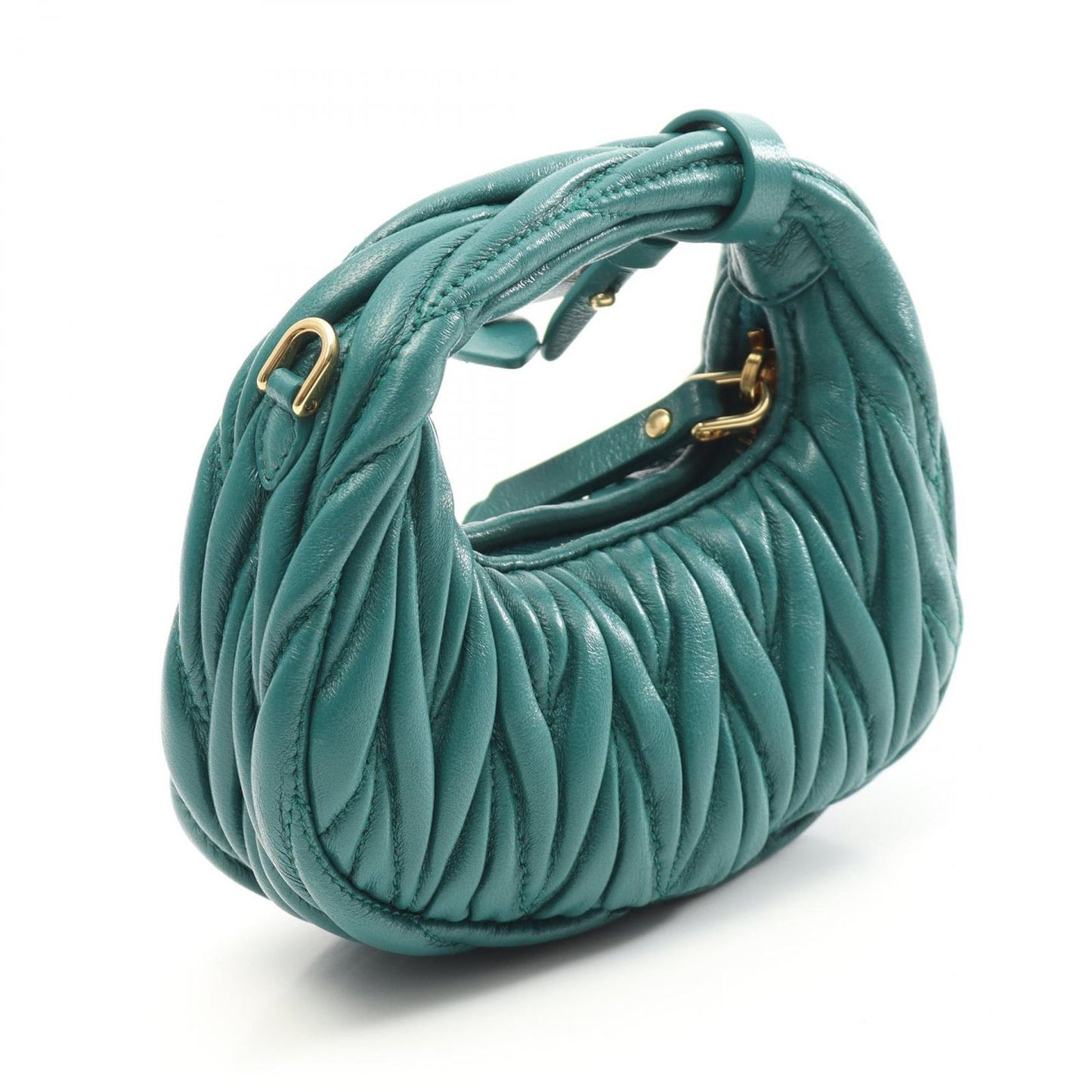 Miu Miu Wonder Matelassé Micro Hobo Bag - Green Leather