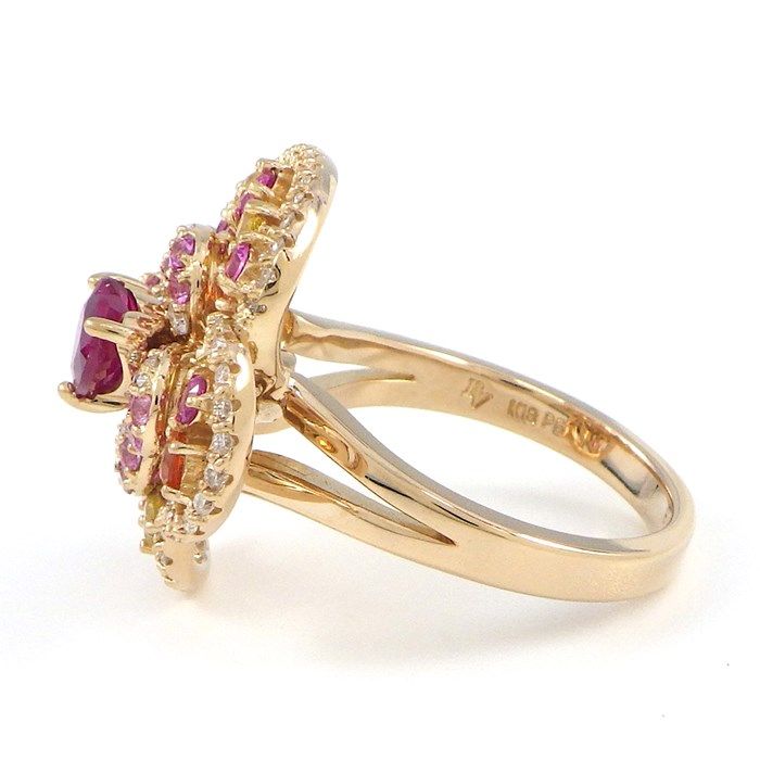 Ponte Vecchio Heart-Shaped Ruby & Sapphire Floral Ring