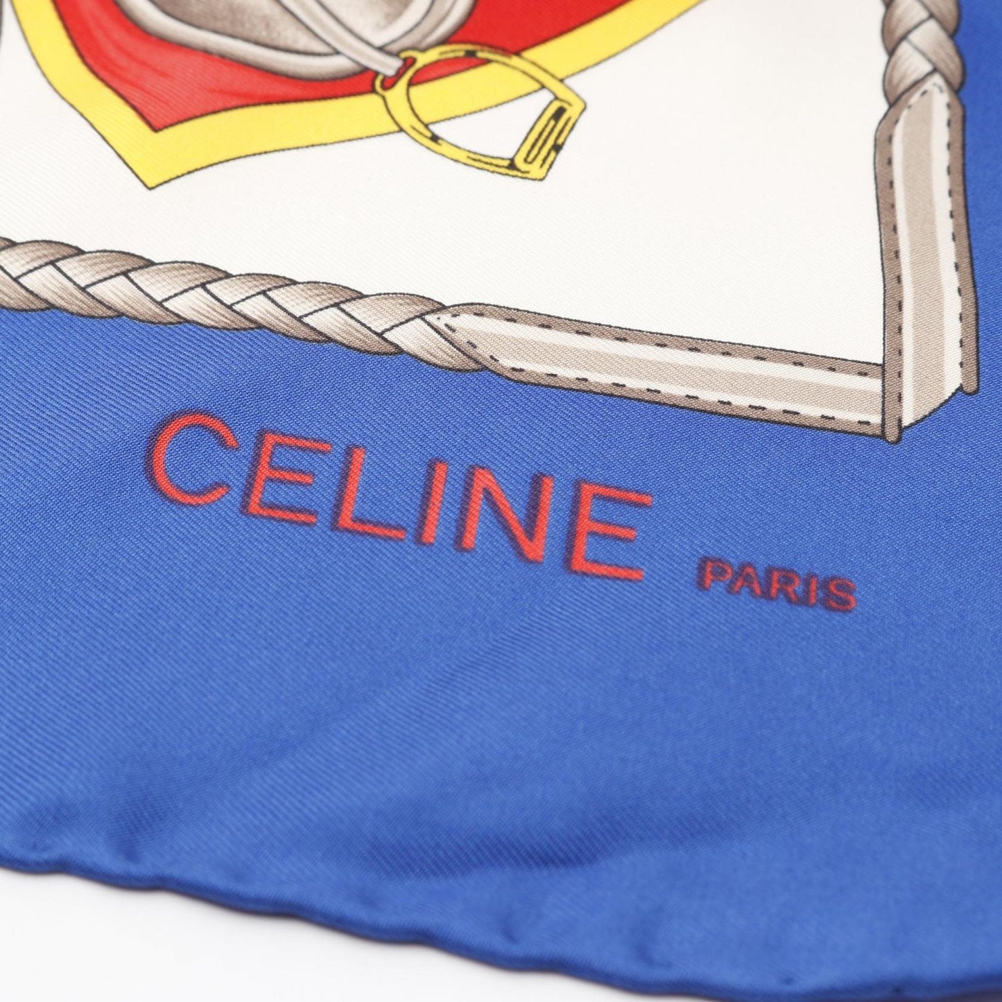 CELINE Silk Scarf in Ivory and Blue - Exquisite Luxury Accessory