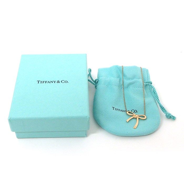 Tiffany & Co. Bow Ribbon Motif Necklace in K18 Pink Gold