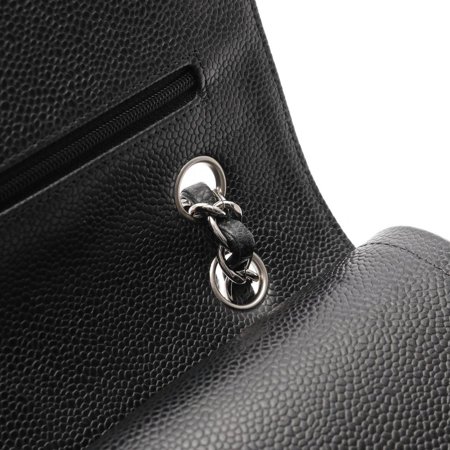 CHANEL Matelassé Double Flap Shoulder Bag in Black Caviar Skin