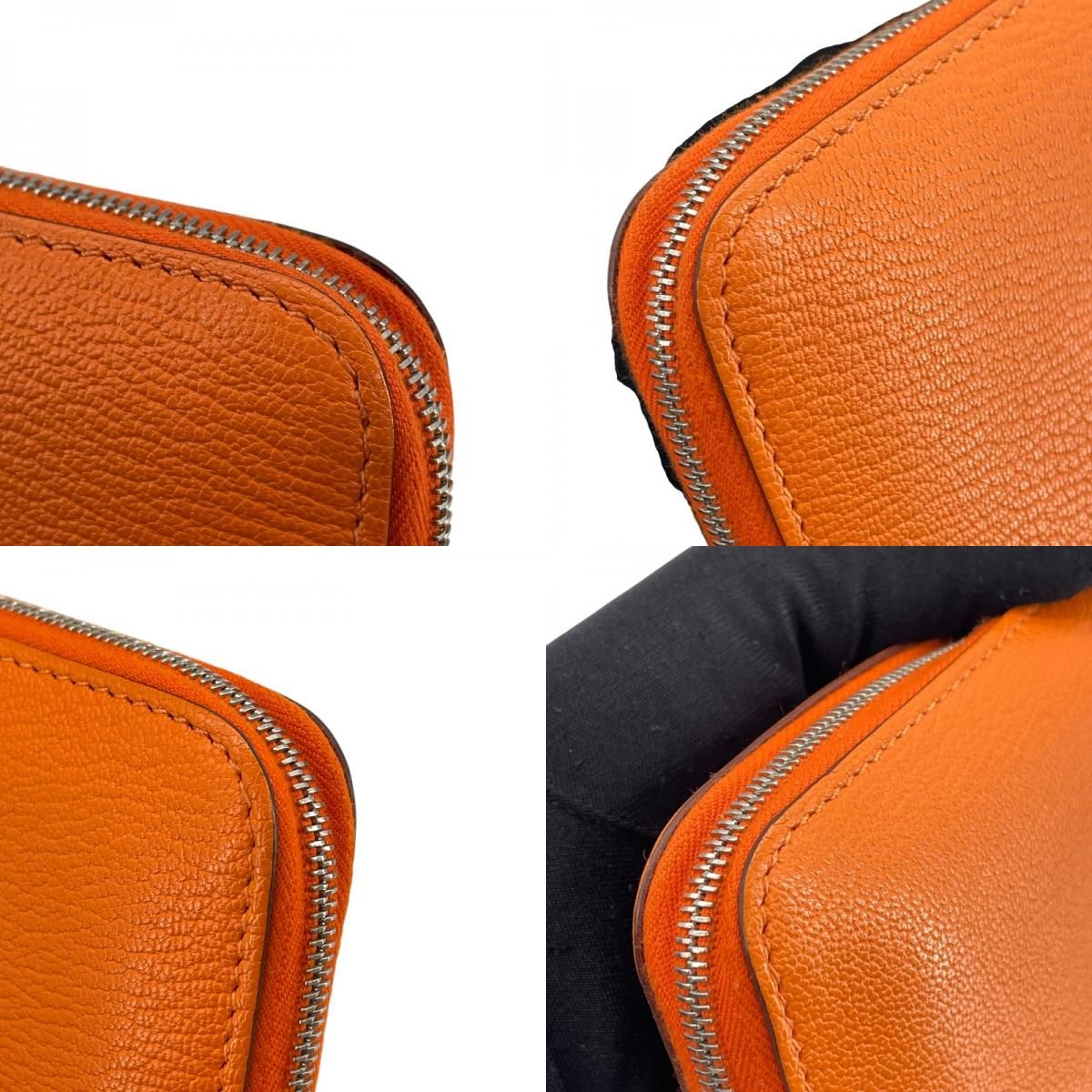 HERMES Azap Long Wallet in Orange & Silver Hardware - Unisex