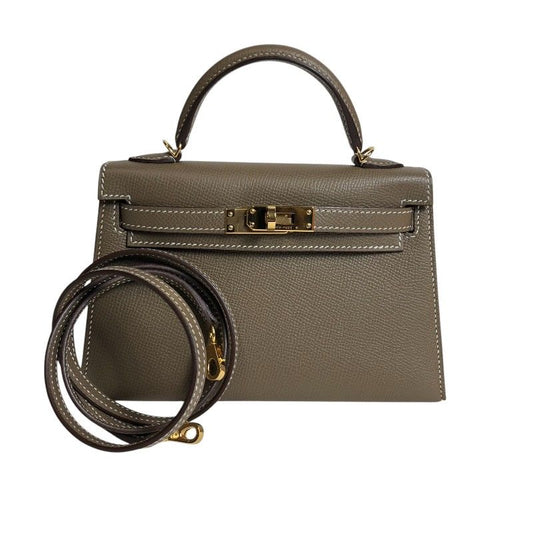 HERMES Mini Kelly 2 in Etoupe with Gold Hardware - Iconic Elegance