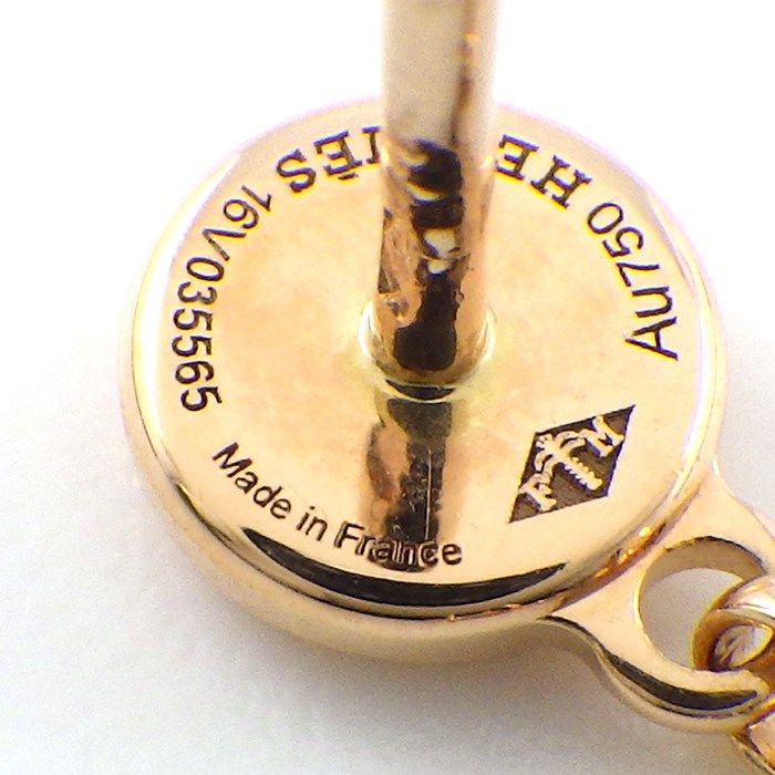 HERMES Gambard Swing Drop Earrings in K18 Pink Gold with Diamonds