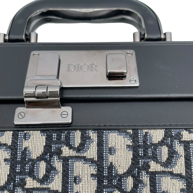 Christian Dior Mini Lockbox Oblique Jacquard Canvas/Leather Shoulder Bag