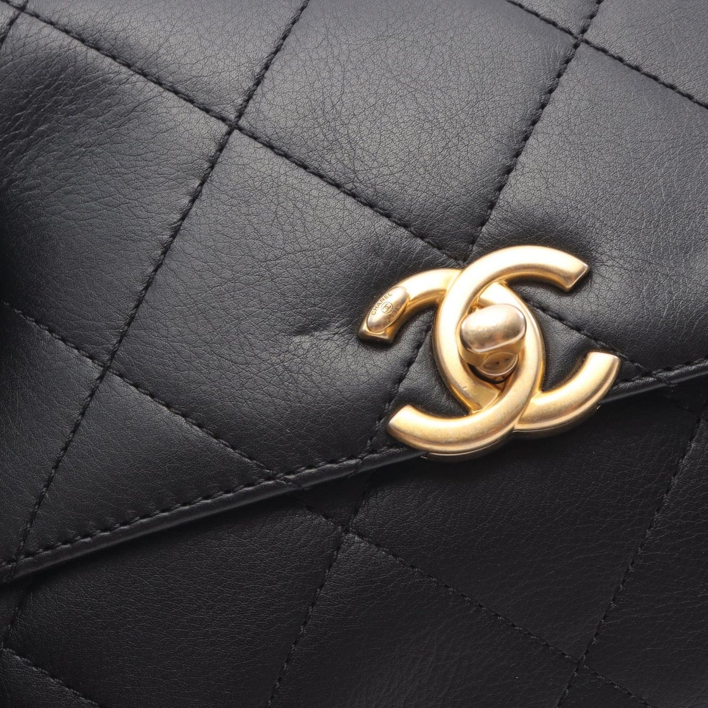 CHANEL Matelassé Small Flap Shoulder Bag in Black Lambskin