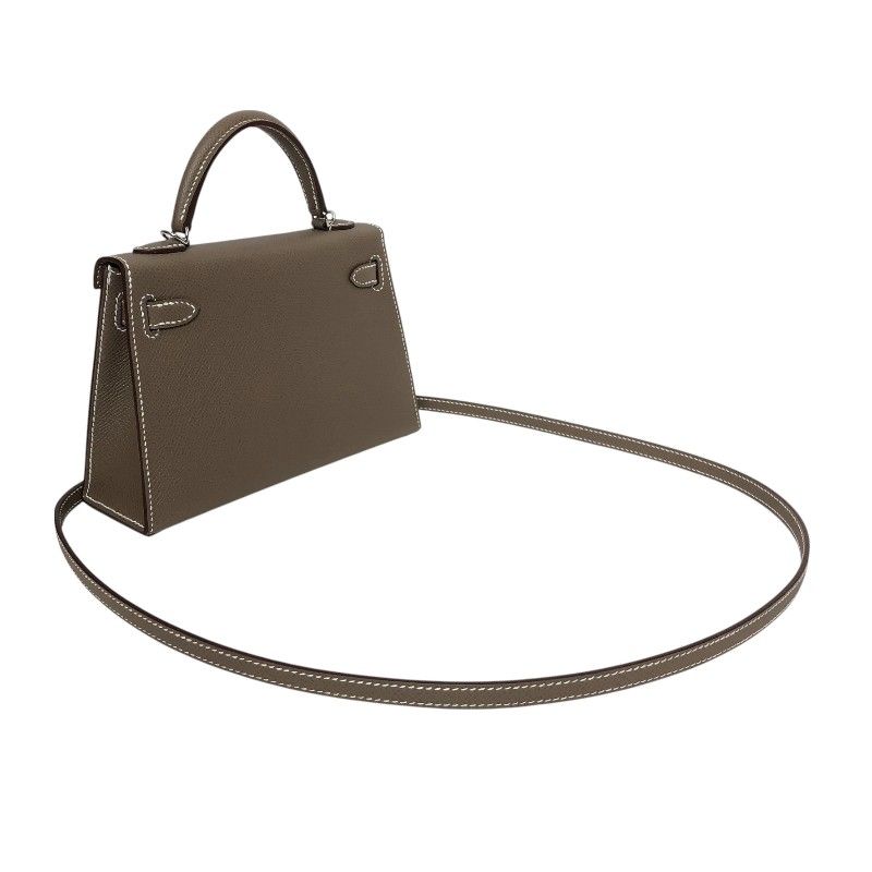 HERMES Mini Kelly 2 in Etoupe with Silver Hardware - Exquisite Craftsmanship
