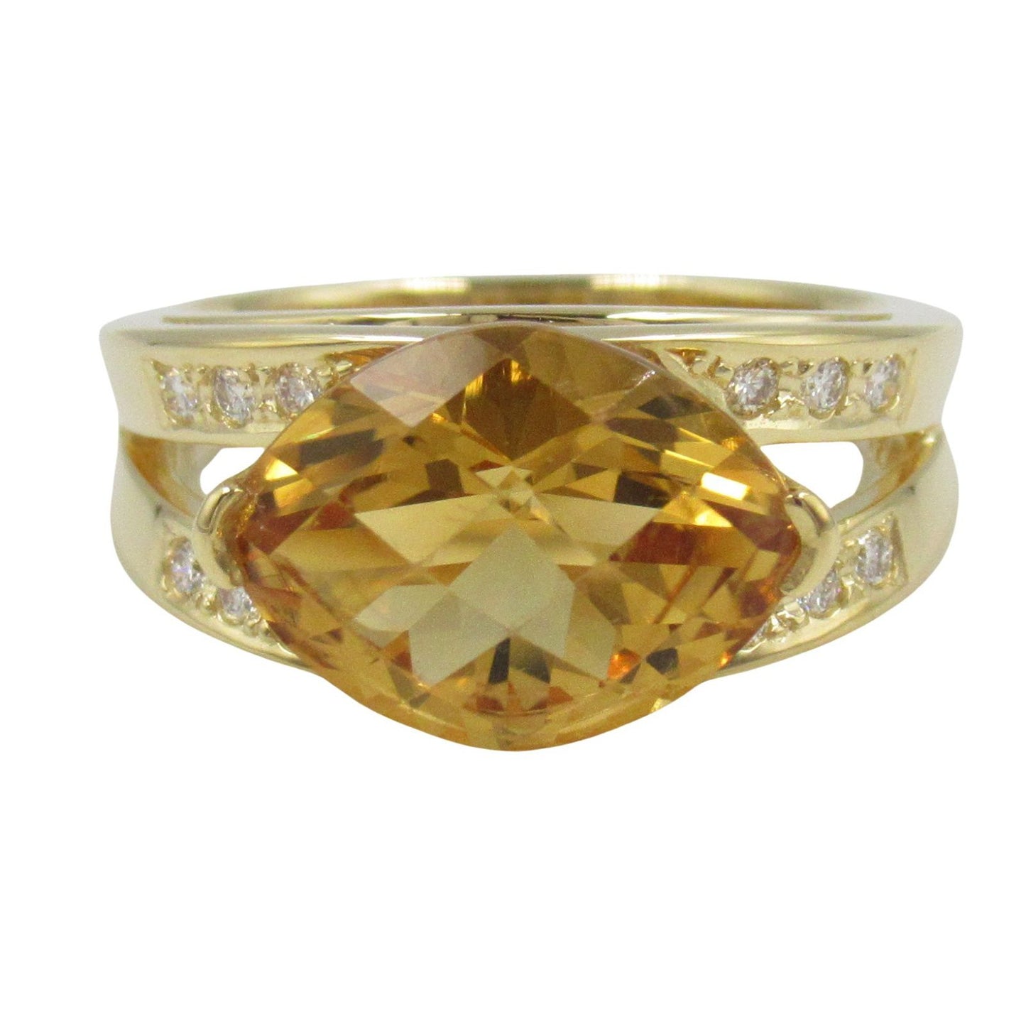 TASAKI Citrine & Diamond Ring in 18K Yellow Gold - Size 11