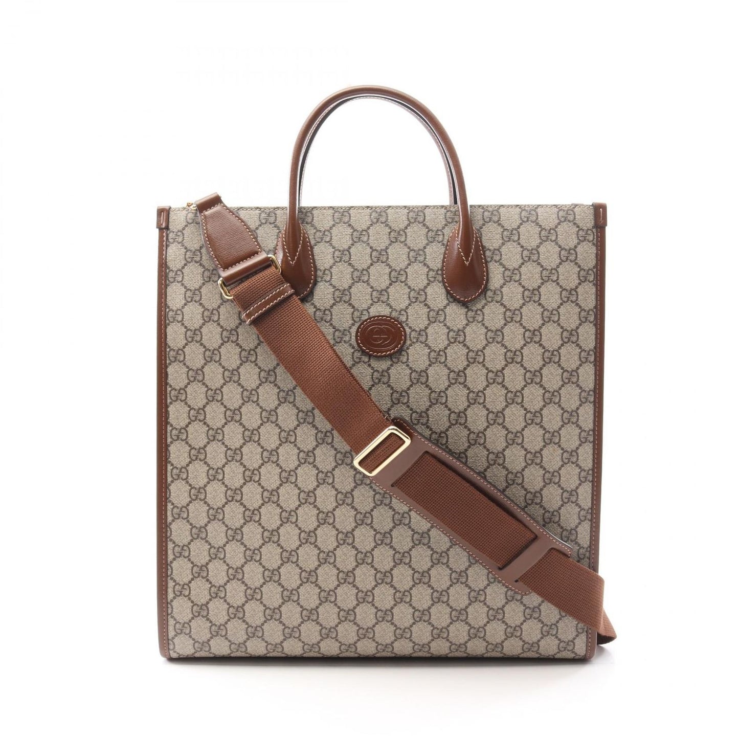 GUCCI Interlocking G Medium Tote Bag in Beige/Brown GG Supreme Canvas