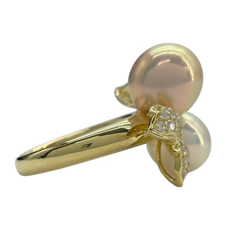 Exquisite K18YG Pearl and Diamond Ring - Timeless Elegance