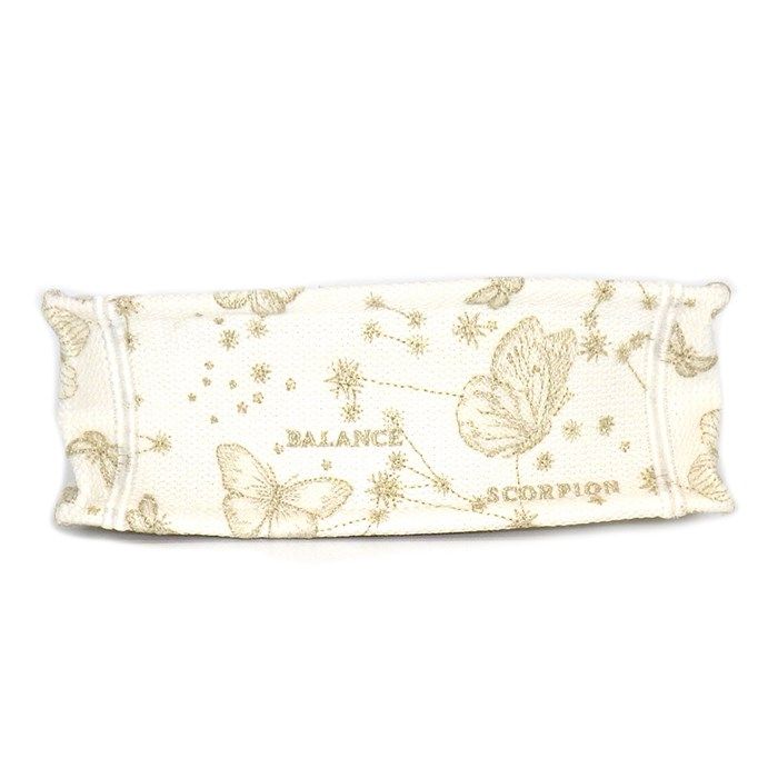 Dior Mini Book Tote Bag - Gold & White Butterfly Zodiac Embroidery