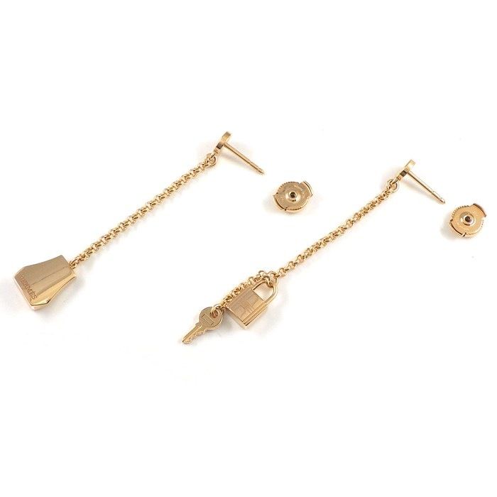HERMES Kelly Cadenas Drop Earrings in K18 Pink Gold