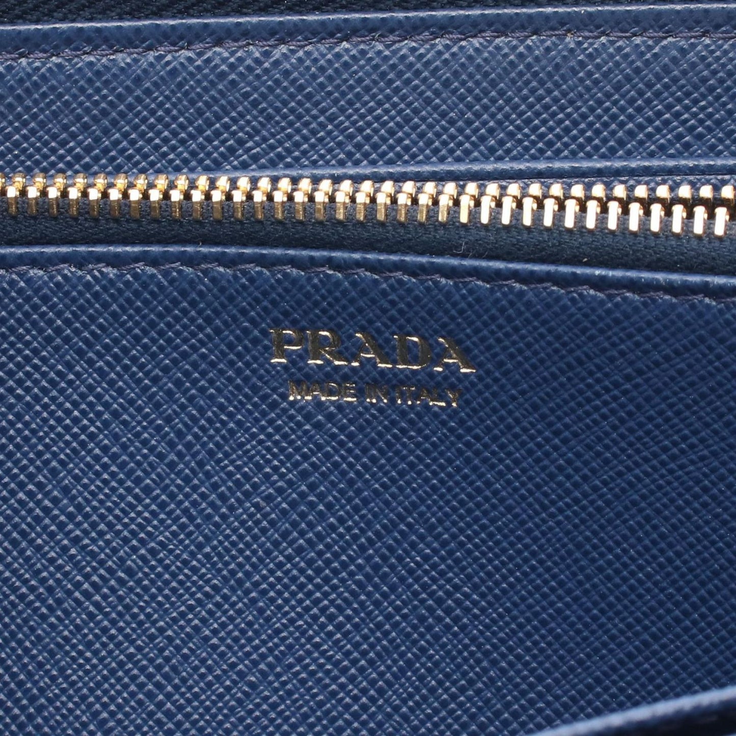 PRADA Dark Blue Leather Round Wallet - Timeless Elegance