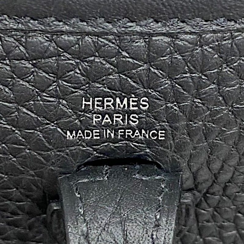 HERMES Evelyne TPM Black Togo Leather Shoulder Bag with Silver Hardware