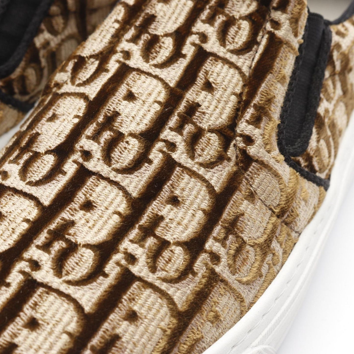 Dior Solar Oblique Slip-On Sneakers - Elegant Brown & Black Fabric