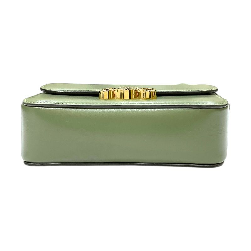 CELINE Triomphe Shoulder Bag in Khaki Shiny Calfskin